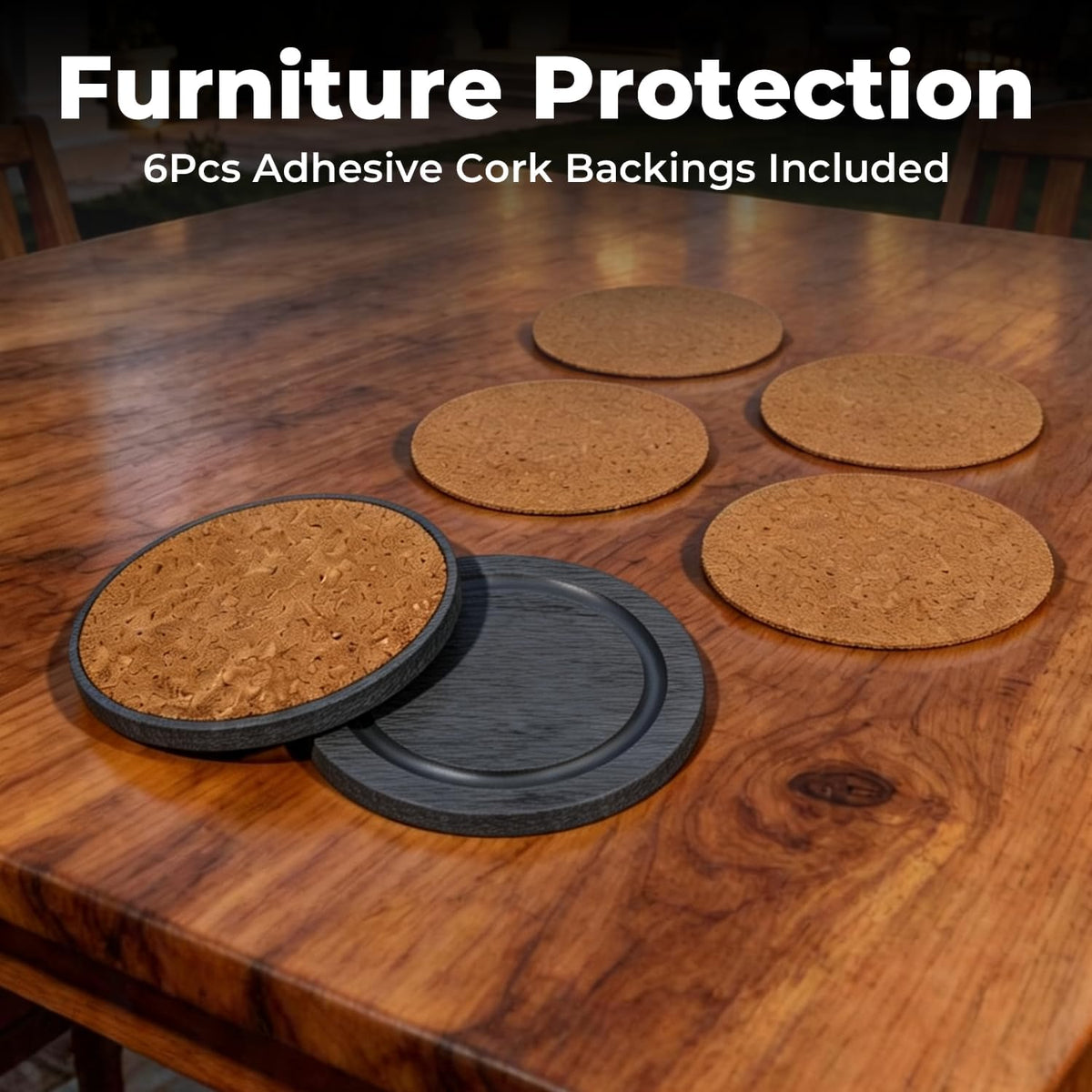 Absorbent Diatomaceous Earth Coasters Set of 6, with Holder & Cork Backing