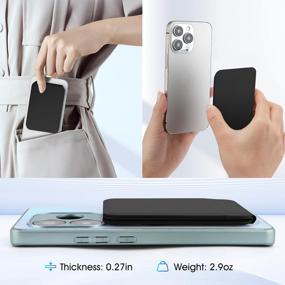 Magnetic Tripod Phone Stand, Slim Foldable Phone Holder for Iphone(Black)