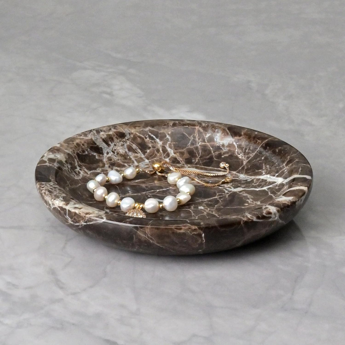 ZSHAWN Natural Marble Ring Dish Jewelry Tray – 5.5" Trinket Dish