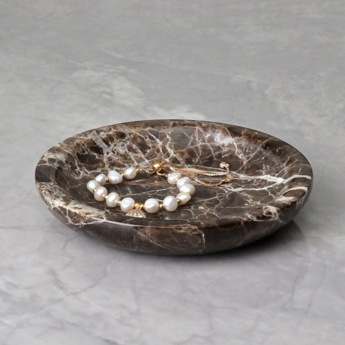 ZSHAWN Natural Marble Ring Dish Jewelry Tray – 5.5" Trinket Dish