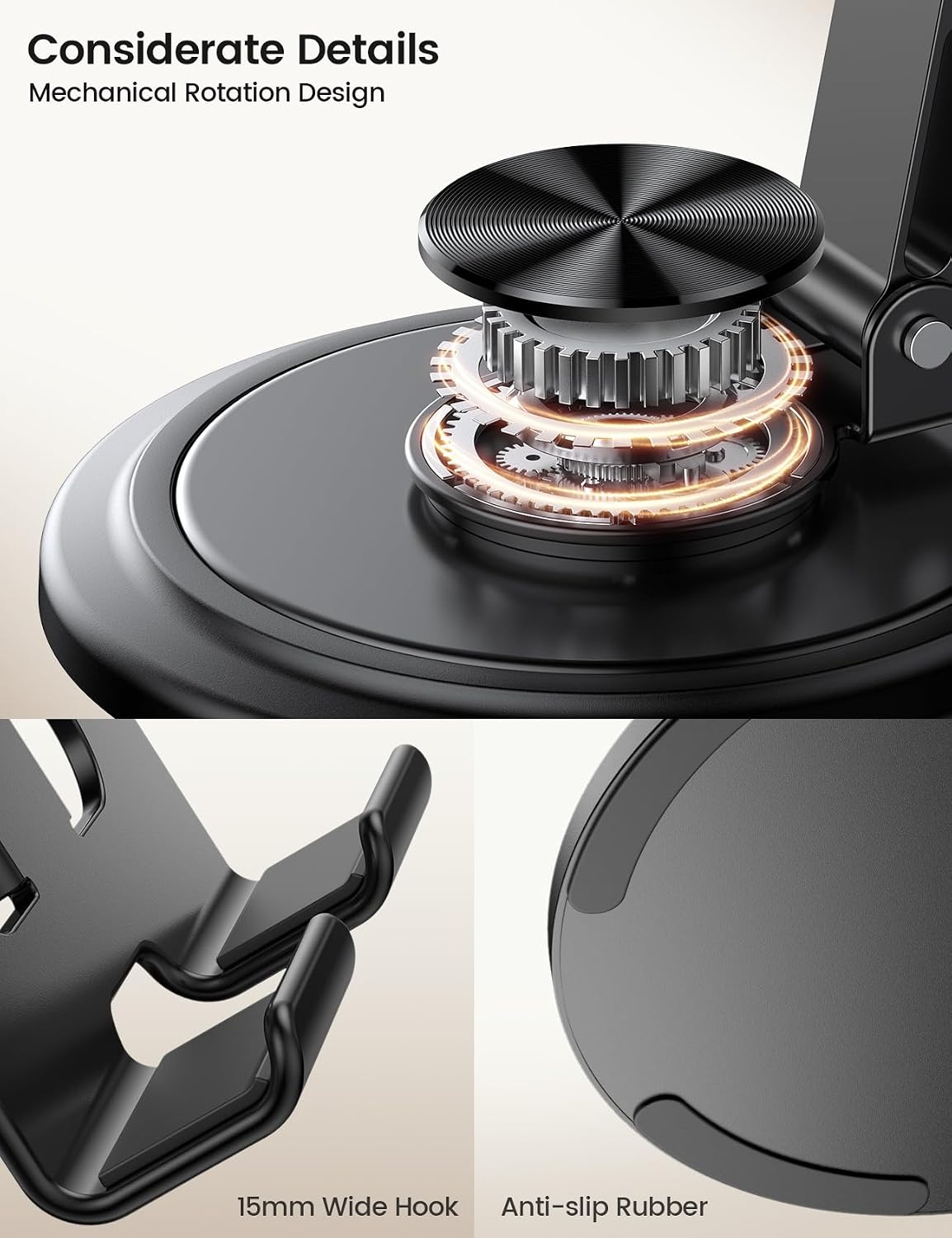 Lamicall 360° Rotation Cell Phone Stand for Desk, Sturdy Phone Holder