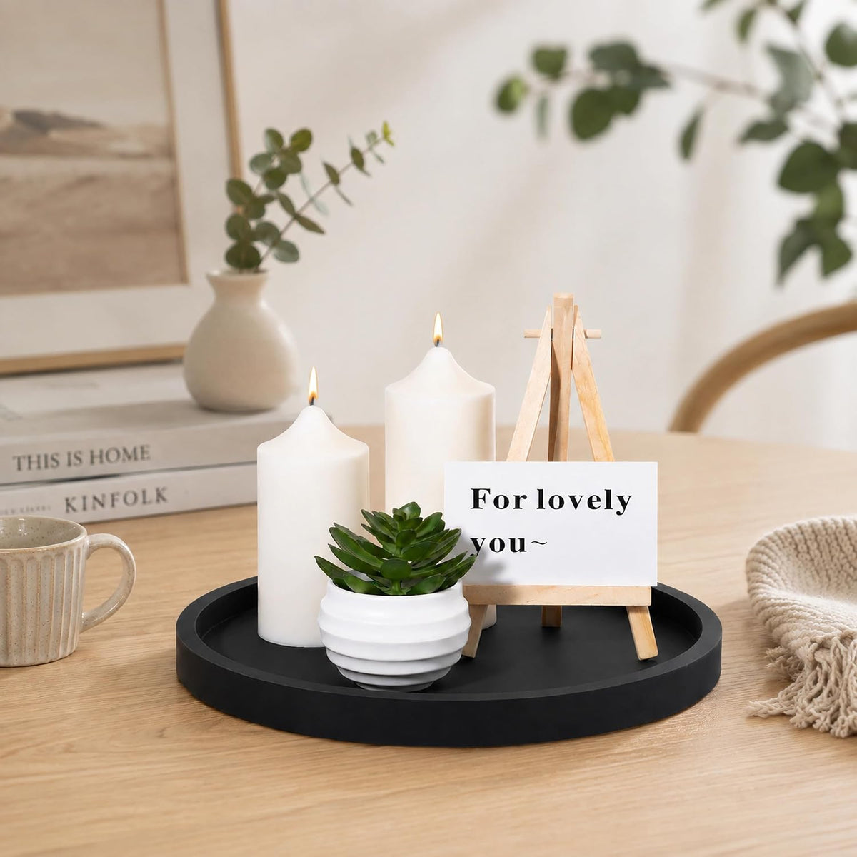 Silicone Bathroom Tray Coffee Table Decor Perfume Organizer, 9" Black