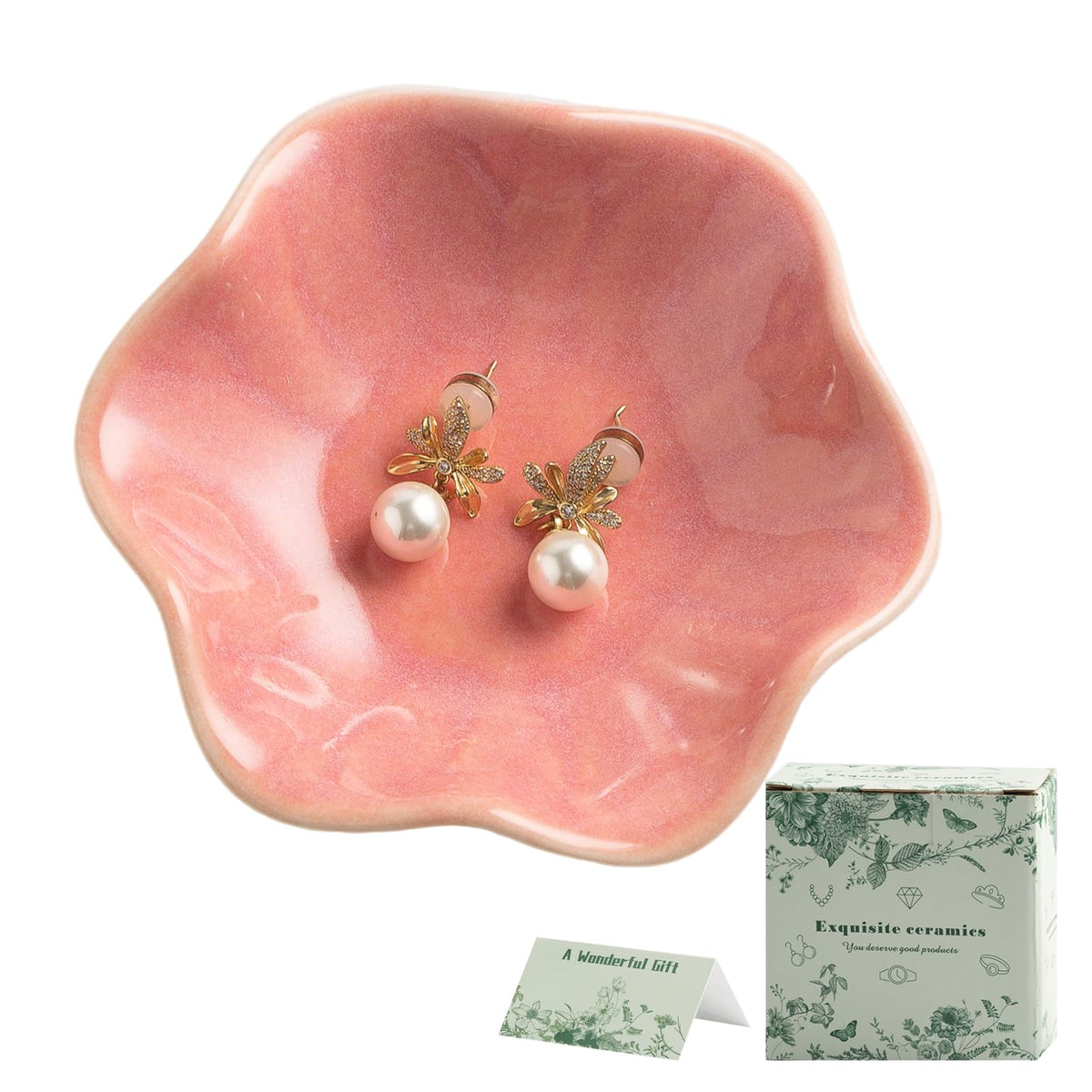 BEUNAIZER Jewelry Dish Tray, Ring Dish, Ceramic Trinket Tray, Key Bowl