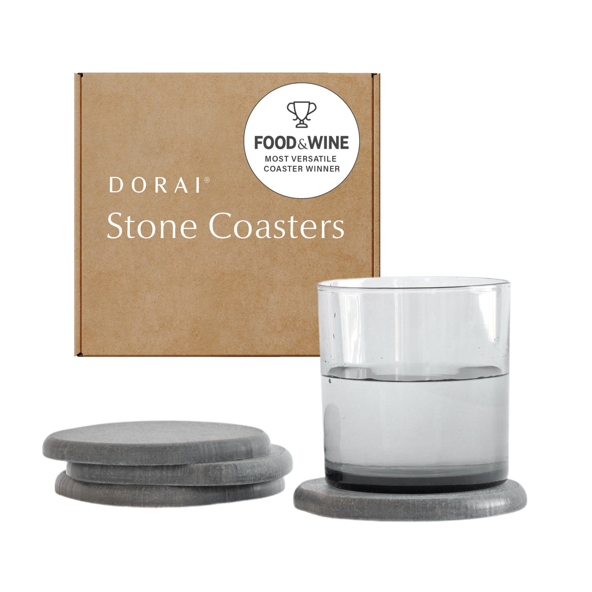 Dorai Home Stone Coasters Set - Diatomaceous Earth Water-Absorbing Drink Coaster for Coffee Table, Kitchen or Bar, Modern Stone Appearance | Sandstone - Set of 4