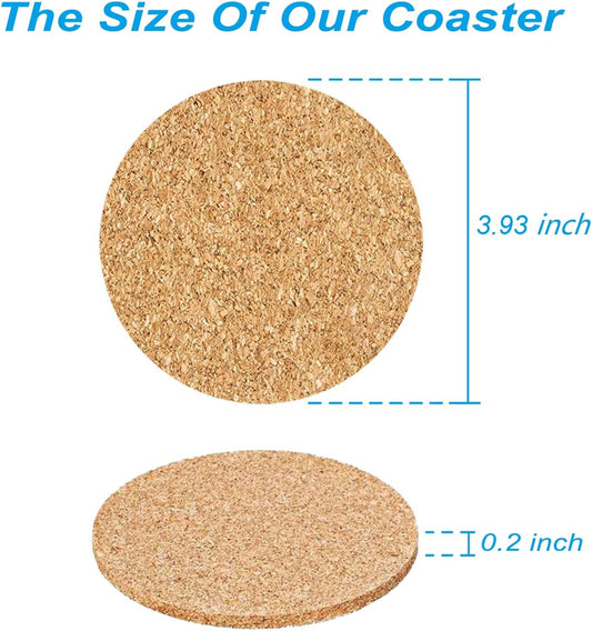 12 Pcs Cork Coasters, Reuse Cork Coaster for Drink, Blank Coaster for Craft