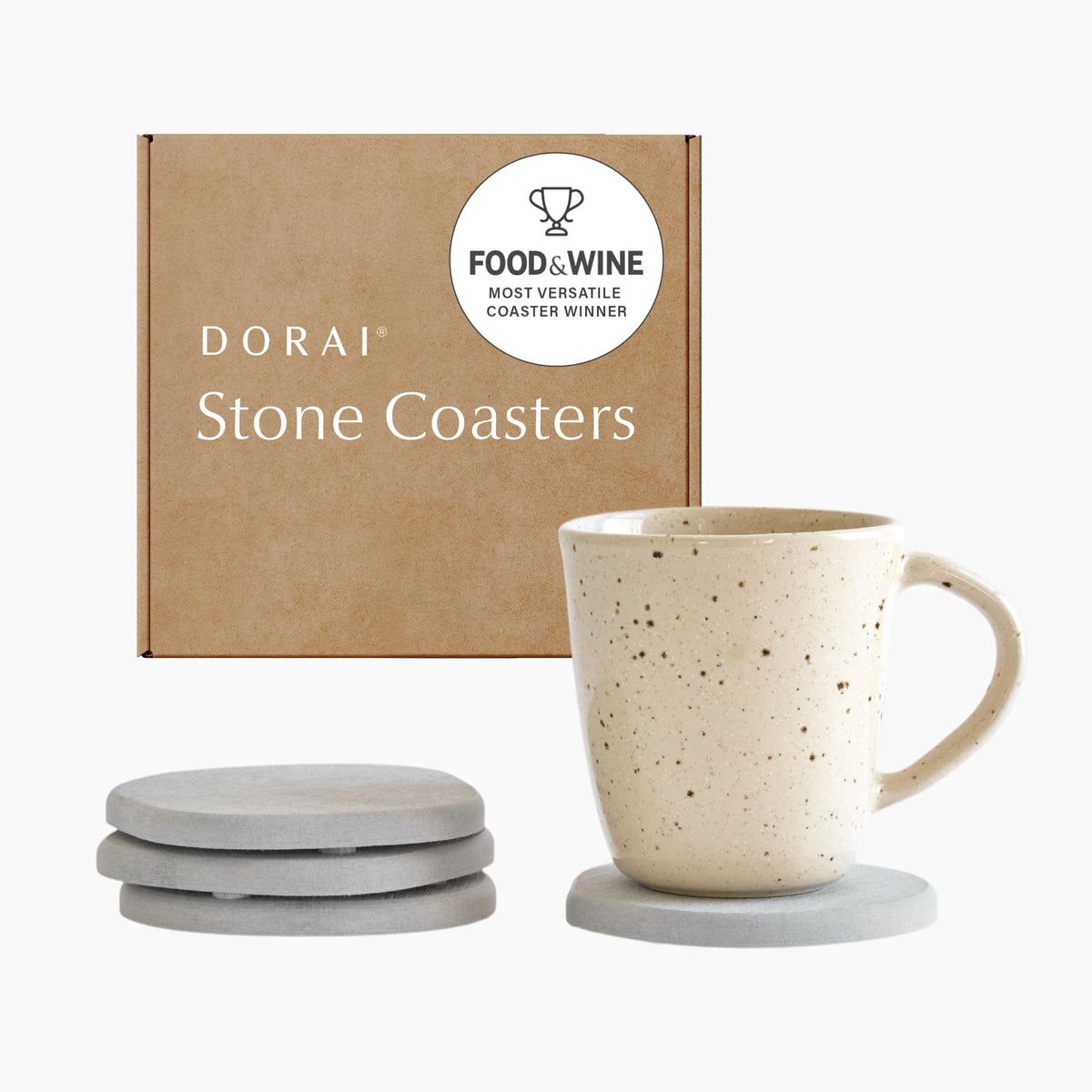 Dorai Home Stone Coasters Set - Diatomaceous Earth Water-Absorbing Drink Coaster for Coffee Table, Kitchen or Bar, Modern Stone Appearance | Sandstone - Set of 4