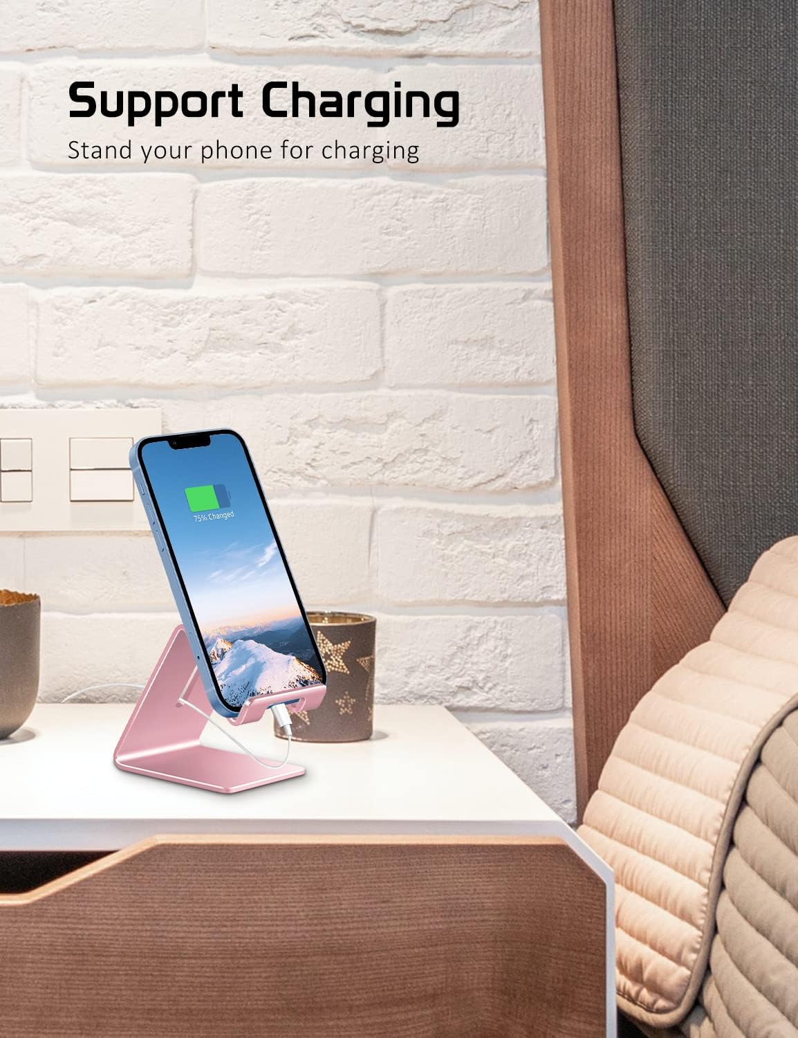 Aluminum Phone Stand for iPhone Series, Samsung, Rose Gold