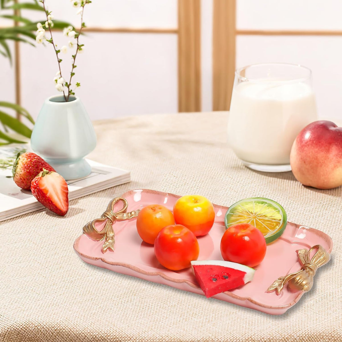 Warmtree Bow Jewelry Tray, Coquette Trinket Dish, Vanity Decor