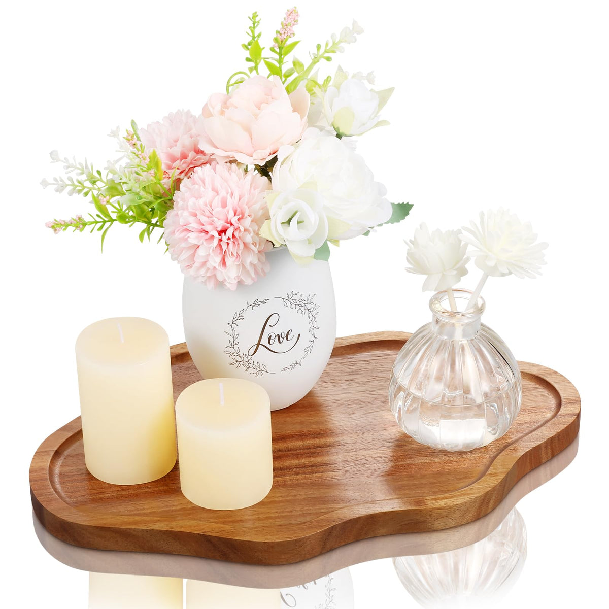 Small Decorative Tray Wood Decorative Serving Tray for Candles Perfume, Cloud Wooden Jewelry Tray Trinket Dish, Wooden Trays for Coffee Table Home Decor