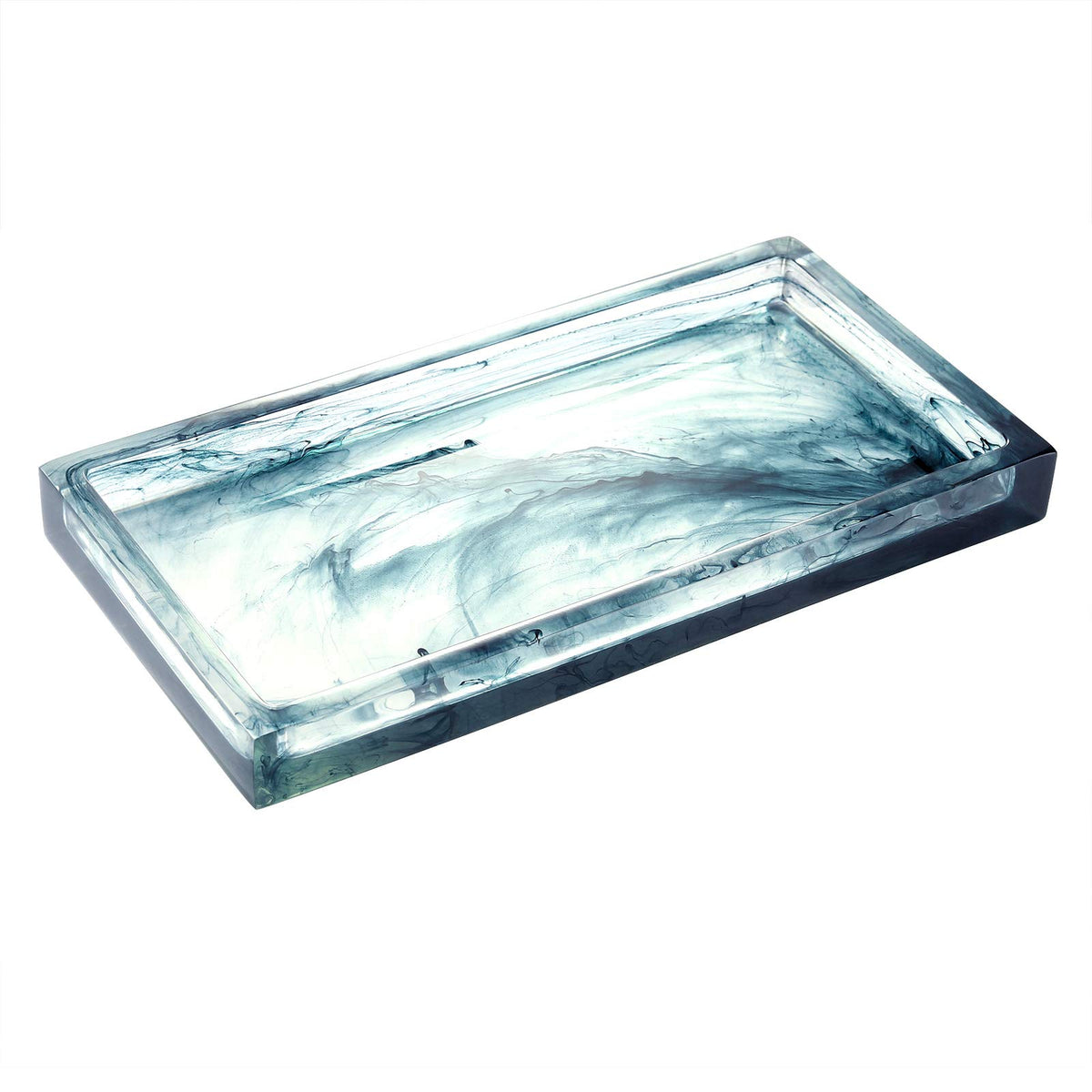 Emibele Bathroom Vanity Tray Countertop, 8" Rectangular Marble Resin Tray