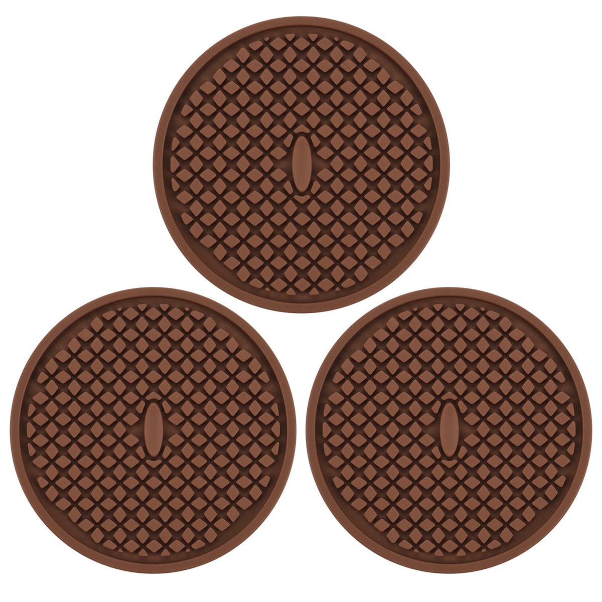 3 Pack Silicone Coasters for Drinks, Thickened Black Coaster with Deep Tray Grooved Design Cup Mat, Washable Heat Resistant Durable Non-Slip Coasters for Coffee Table Wooden Desk Kitchen Bar