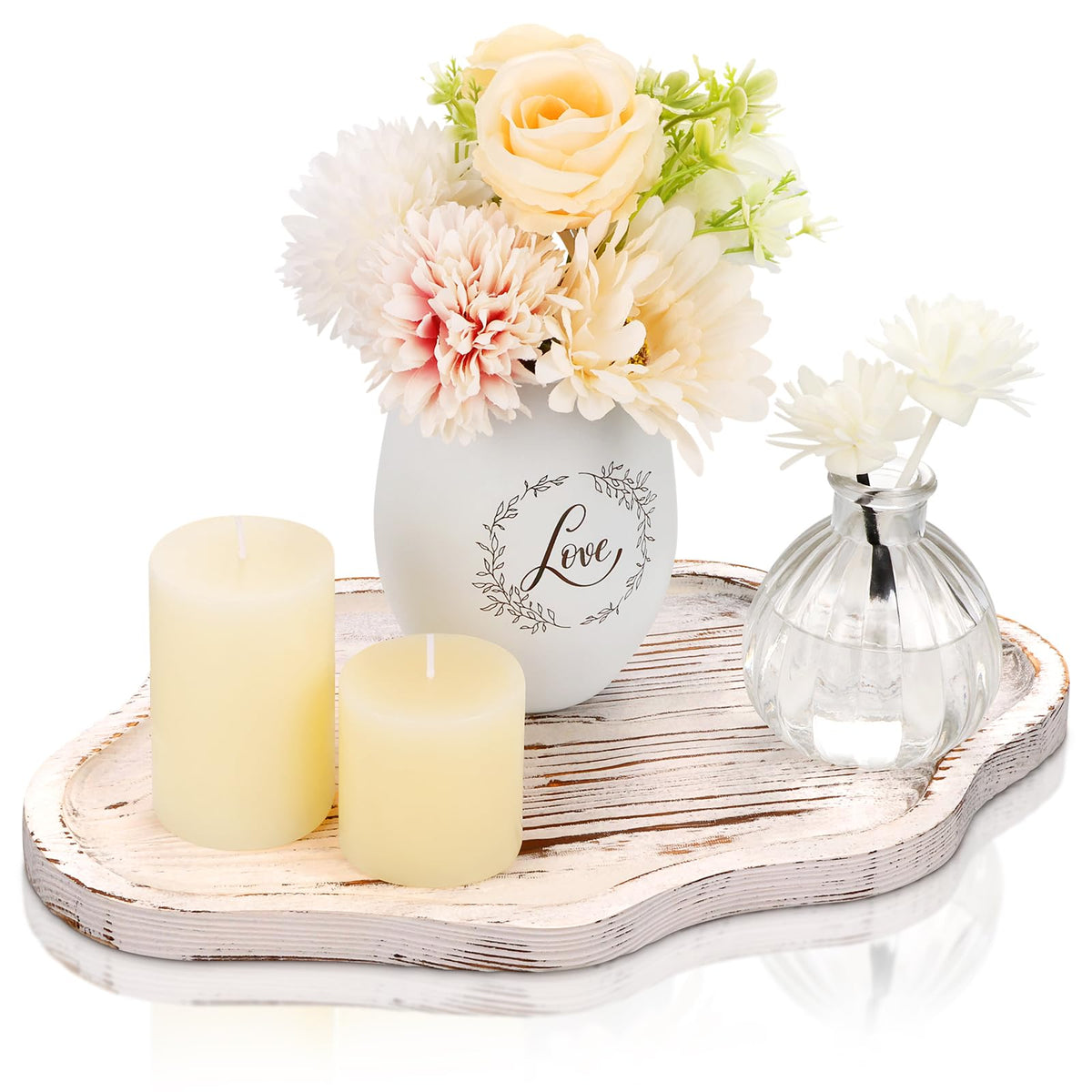 Small Decorative Tray Wood Decorative Serving Tray for Candles Perfume, Cloud Wooden Jewelry Tray Trinket Dish, Wooden Trays for Coffee Table Home Decor