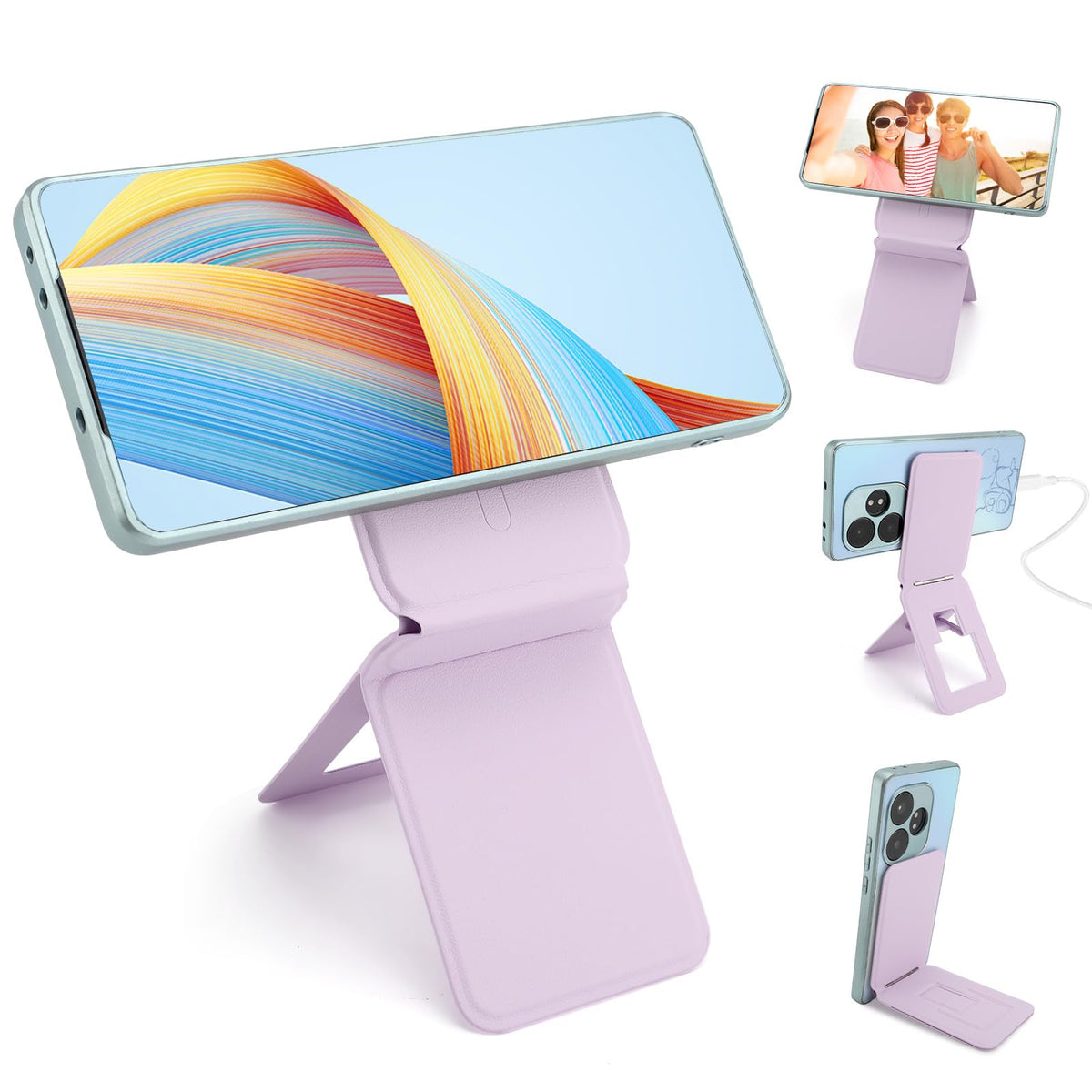 Magnetic Tripod Phone Stand, Slim Foldable Phone Holder for Iphone(Black)