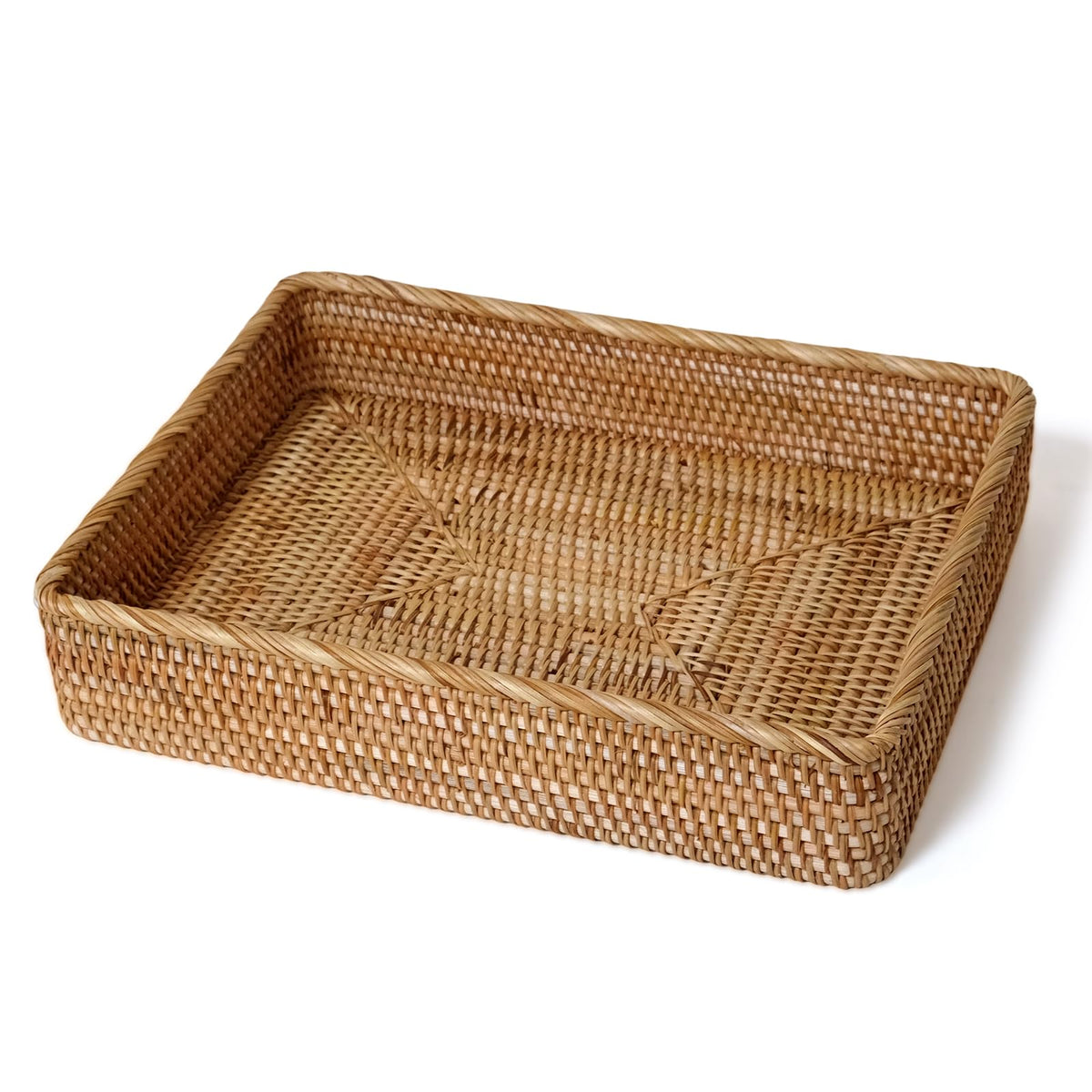 Small Rattan Serving Tray, Natural Wicker Decorative Tray (8.2" × 4.3")
