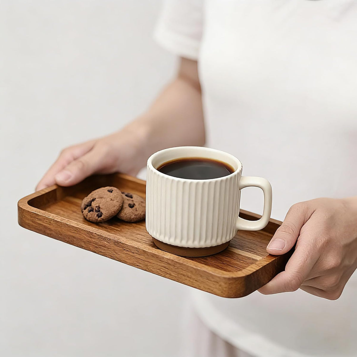 Wooden Bathroom Vanity Tray, 9.9" Small Decorative Wood Trays
