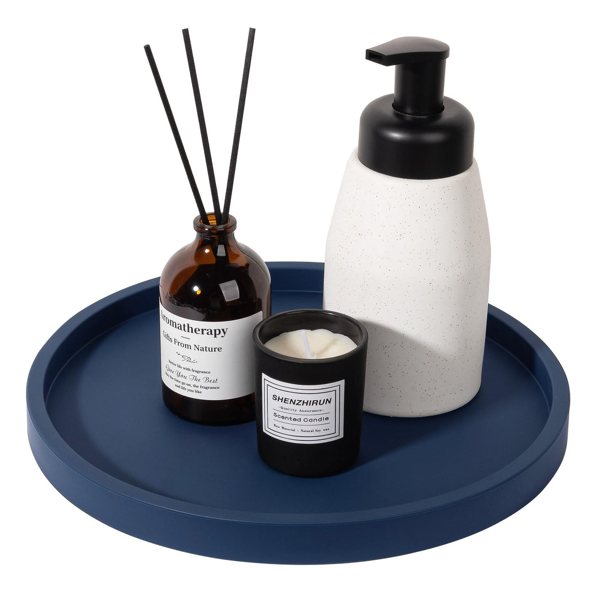 Silicone Bathroom Tray Coffee Table Decor Perfume Organizer, 9" Black