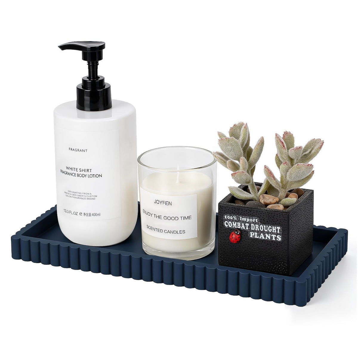 Silicone Bathroom Tray Small Vanity Tray Kitchen Counter Decor, Black