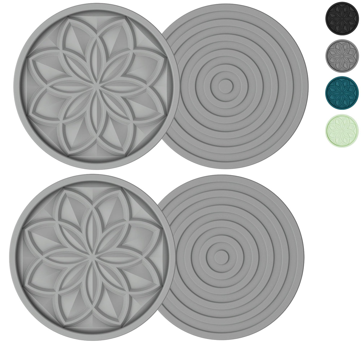 HFHOME Silicone Coasters Set with Holder - 6 Pack Drink Coasters for Coffee Table, Bar, Desk - Tabletop Protection Gift - Black