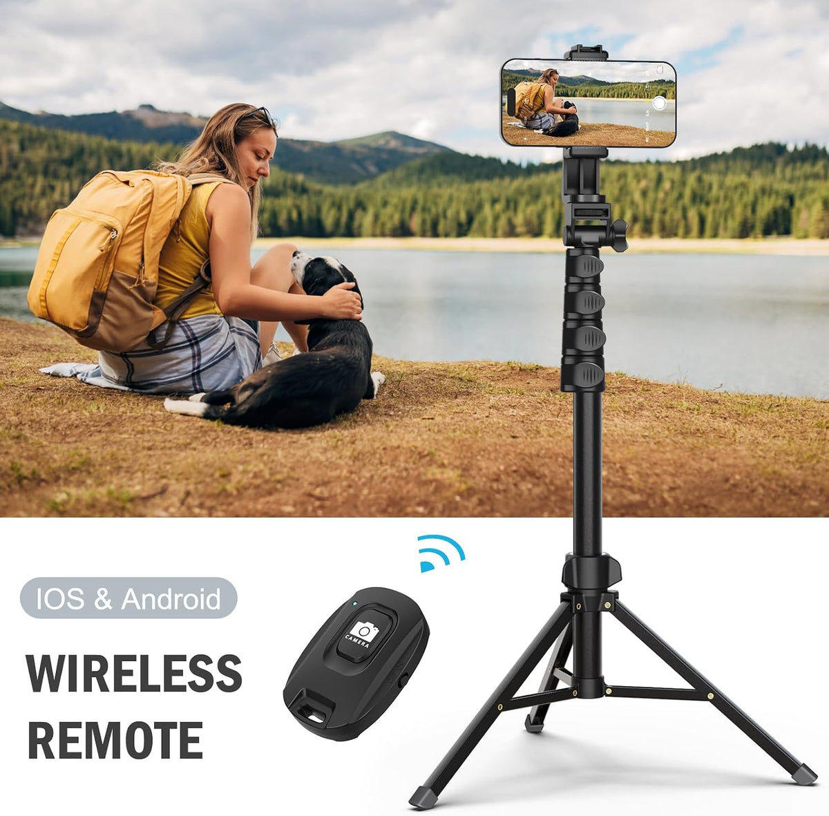 Liphisy 64” Tripod for Cell Phone & Camera with Remote and Phone Holder