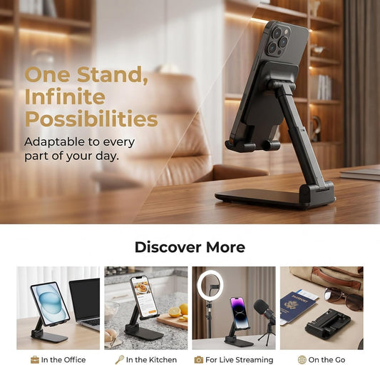 Phone Stand for Desk Cell Phone Holder Stands for iPhones, Black
