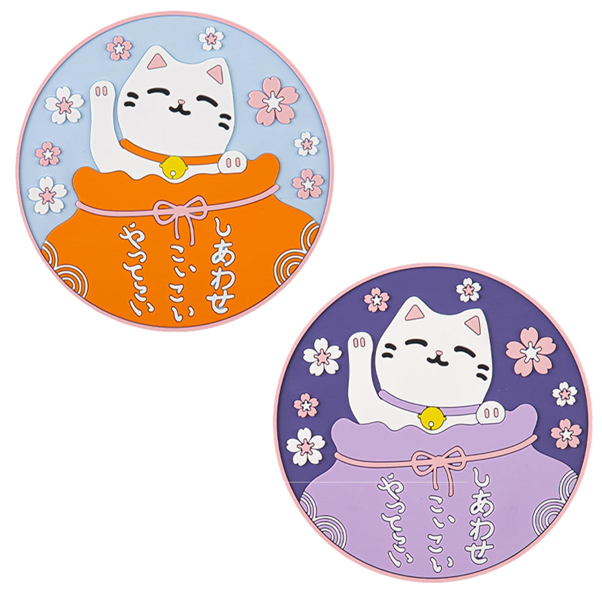 Sakura Coffee Cup Mat Kawaii Coaster 2PCS Cute Cherry Blossom PVC Home Tea Mug Pink Flower Pattern Anti-Skid Pot Bowl Pad Placemat for Desk Drink Table Decor Kawaii Accessories (Small)
