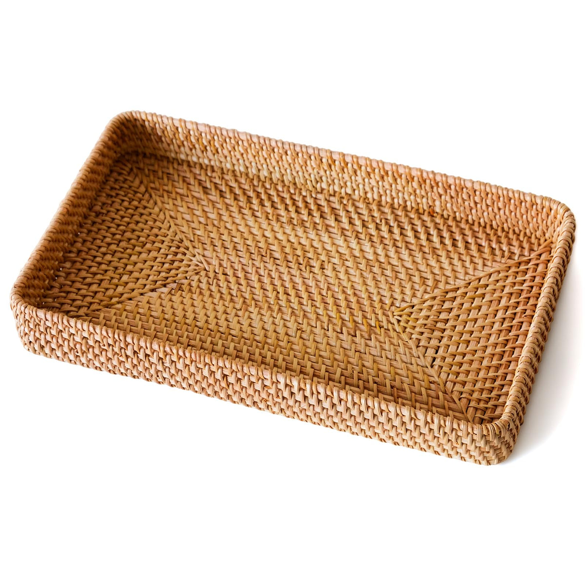 Small Rattan Serving Tray, Natural Wicker Decorative Tray (8.2" × 4.3")