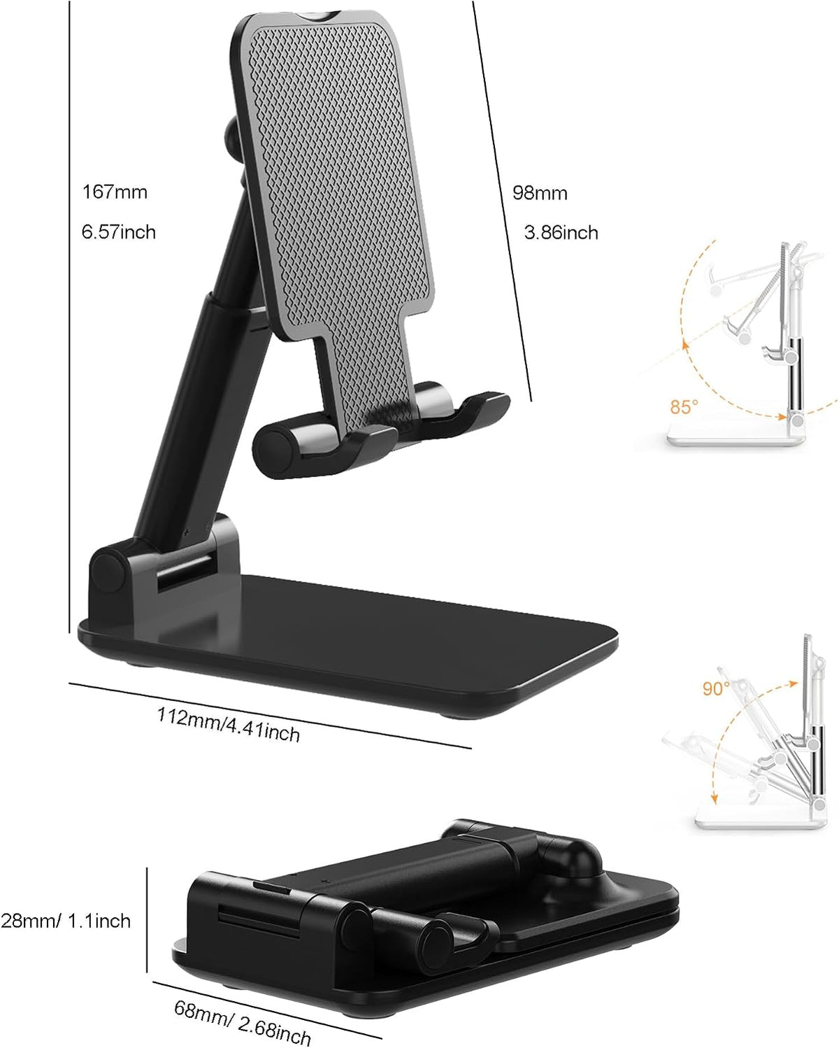 Phone Stand for Desk Cell Phone Holder Stands for iPhones, Black