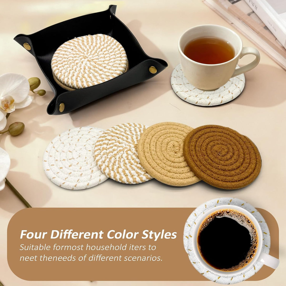 Coasters Set of 4, Boho 4-Color