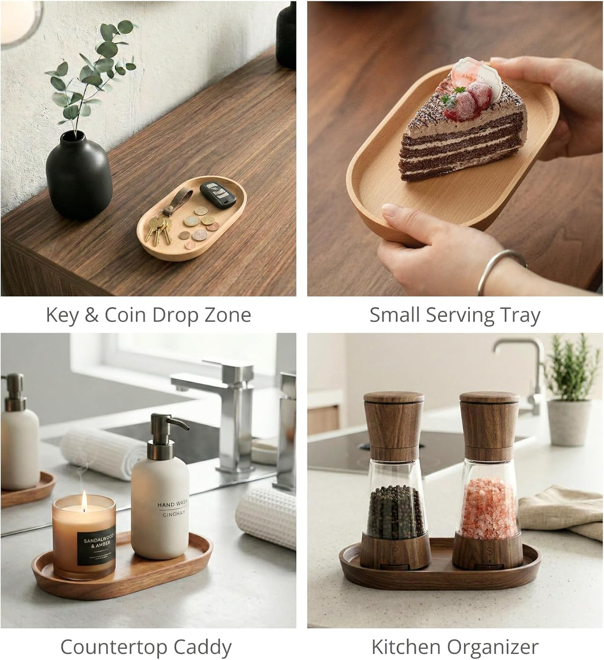 Vandroop Beech Wooden Mini Serving Tray, Tea&Coffee Table Tray 7.9”×4.7”