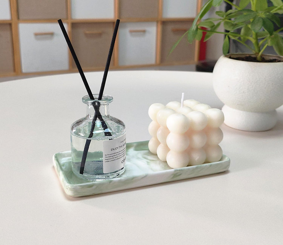 6.4" Porcelain Small Bathroom Narrow Mini Tray - Green
