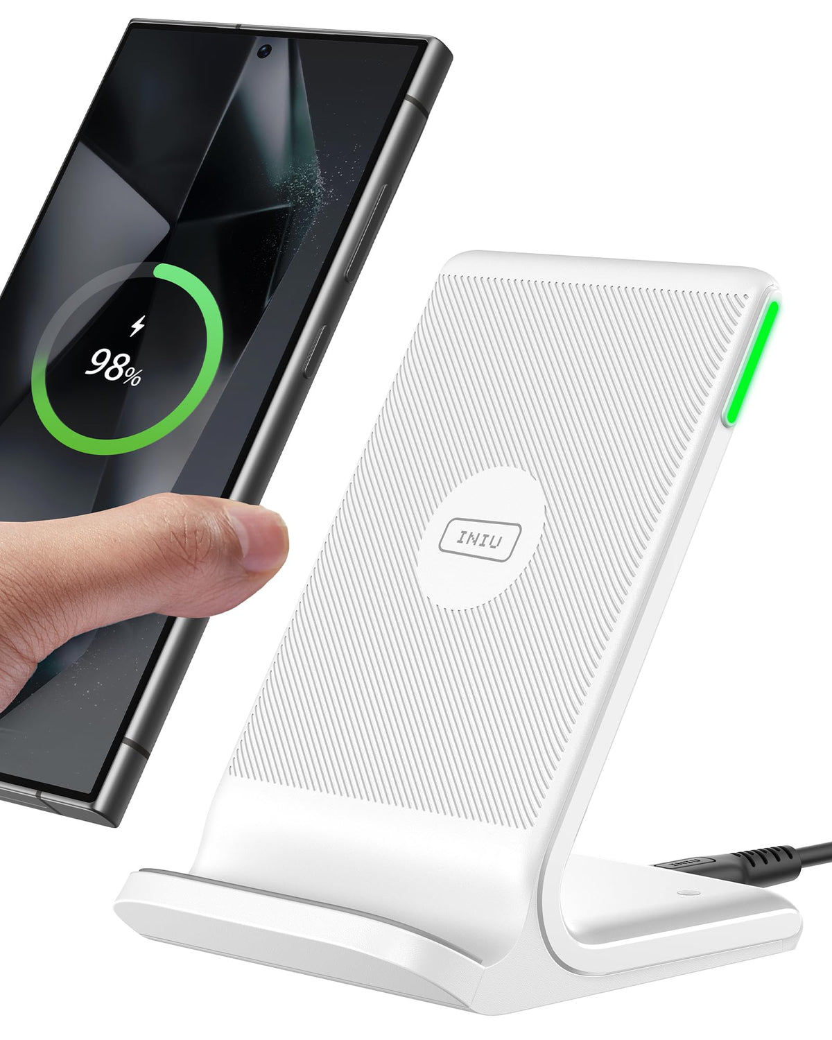 INIU Wireless Charger, 15W Fast Wireless Charging Phone Station with LED