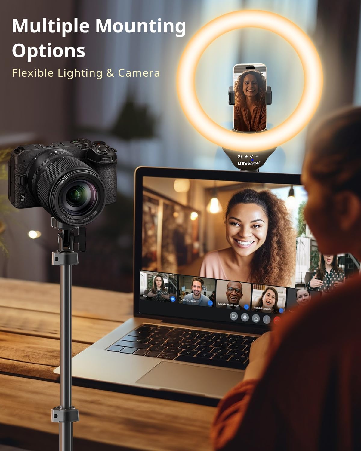 UBeesize 12" LED Ring Light with 62" Tripod Stand, Phone Holder & Remote