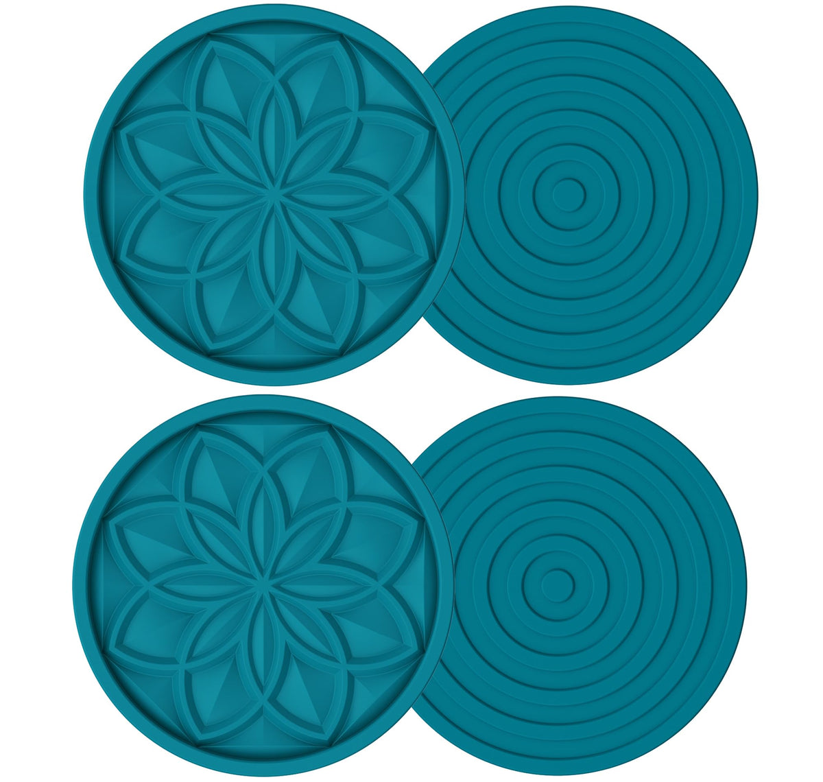 HFHOME Silicone Coasters Set with Holder - 6 Pack Drink Coasters for Coffee Table, Bar, Desk - Tabletop Protection Gift - Black