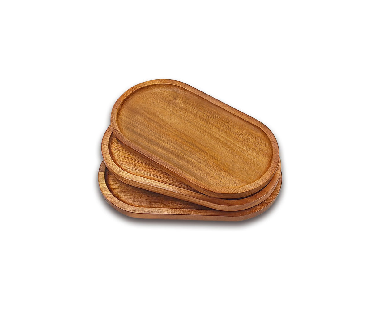 Small Wooden Tray (7.5 x 4.1 inch), Oval Mini Serving Tray