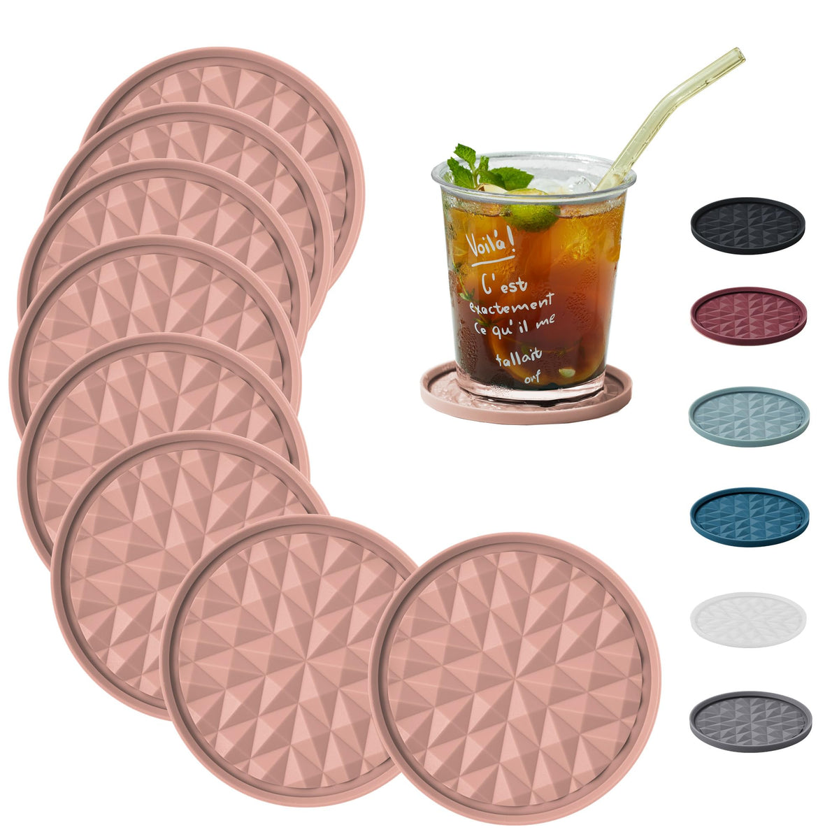 Silicone Drink Coasters Set of 4, Coaster for Desk