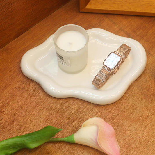 CCINPPY Ceramic Cloud Jewelry Tray Trinket Dish Key Bowl Nightstand Decor