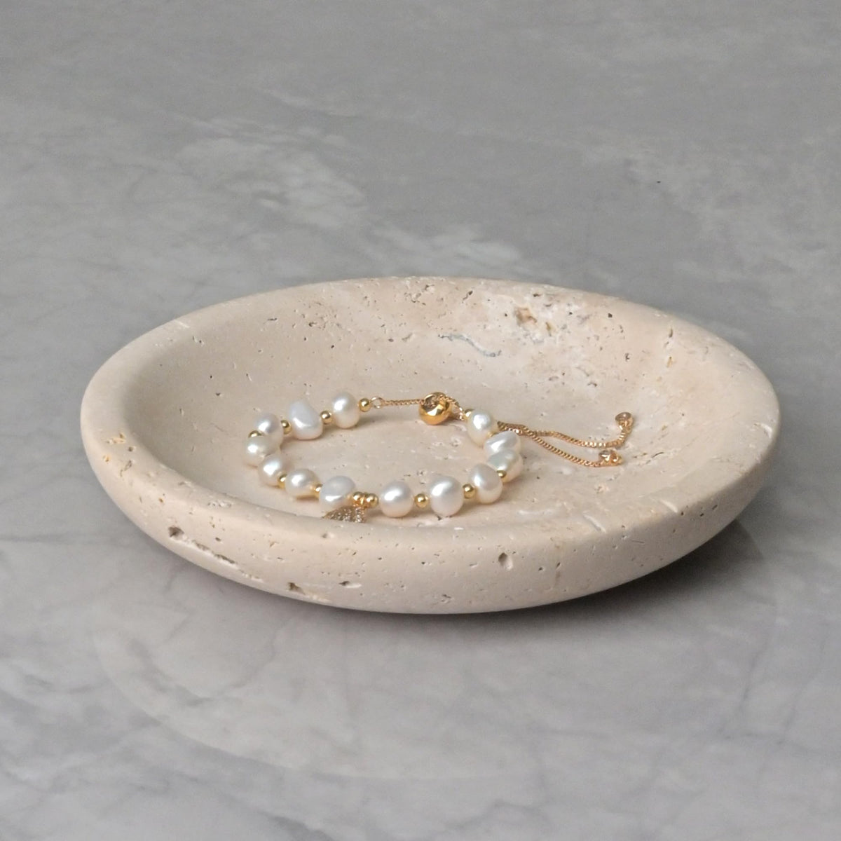 ZSHAWN Natural Marble Ring Dish Jewelry Tray – 5.5" Trinket Dish