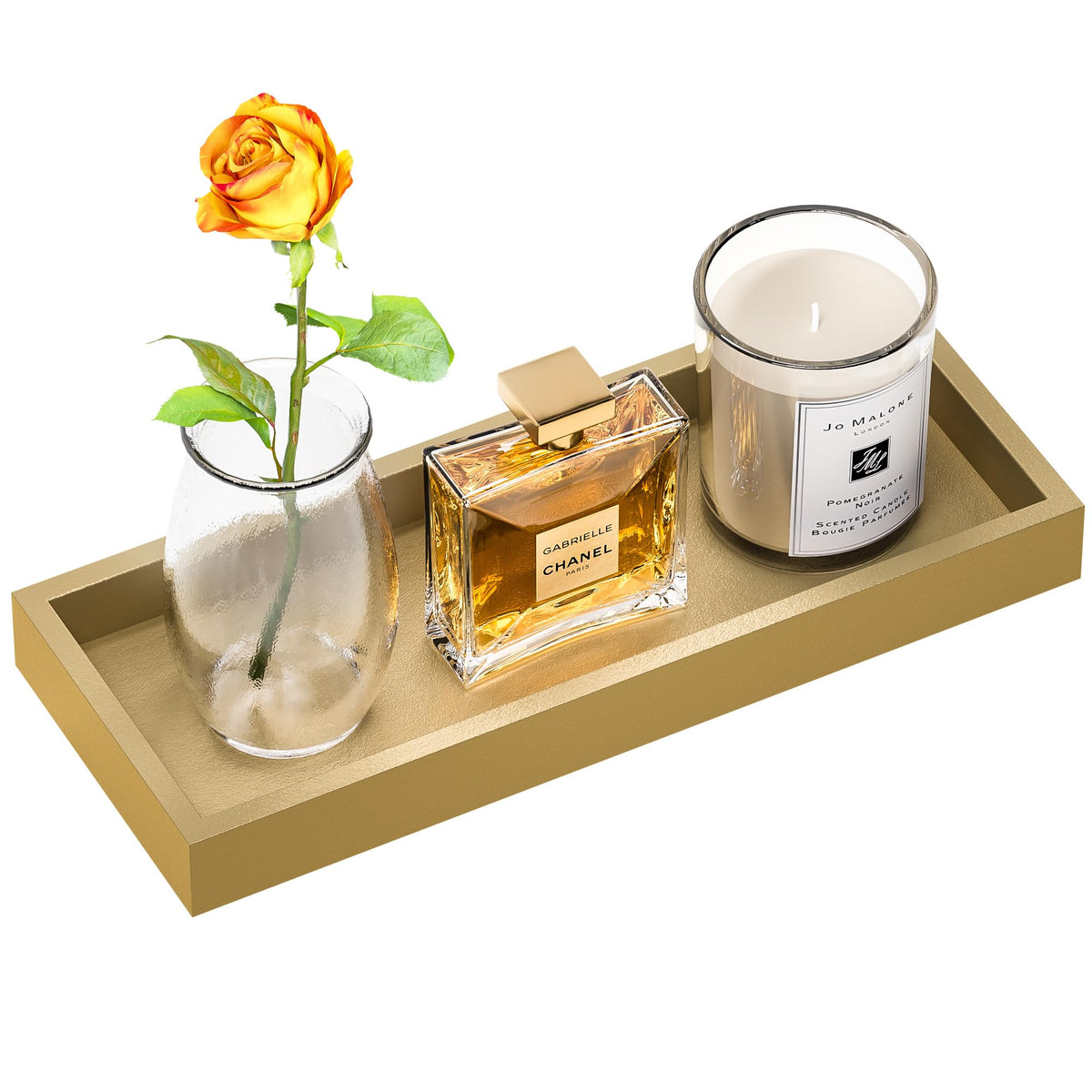 ZHWS Small Bathroom Vanity Tray for Countertop Makeup Perfume Decor Candle Jewelry, Small Kitchen Tray for Soap Dispenser Spice Sponge Holder Black Toilet Tray 7.9”L x 4.4”W x 1.14”H