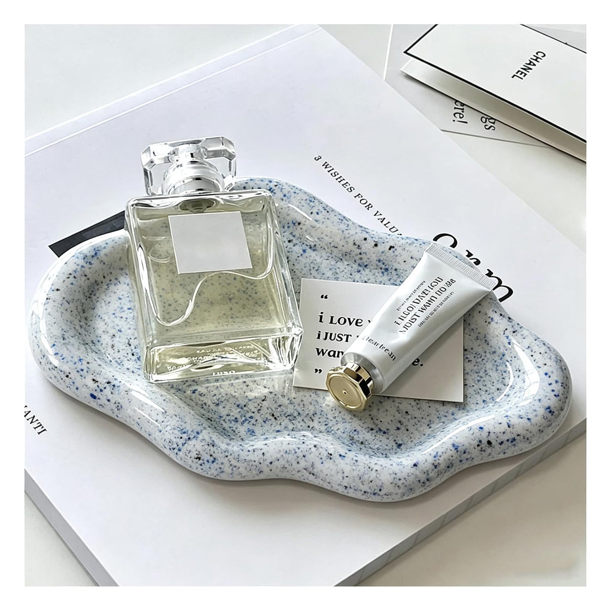 Small Jewelry Dish for Women, Gifts for Mom, Ceramic Jewlery Tray Ring Holder, Vanity Ring Dish Cute Cloud Tray, Nightstand Decor Trinket Bowl for Earrings, Perfume, Keys, White Jewelry Plate