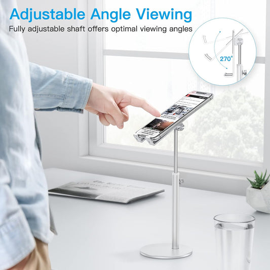 OMOTON CA04 Aluminum Tablet Phone Stand, Adjustable Desk Stand Silver