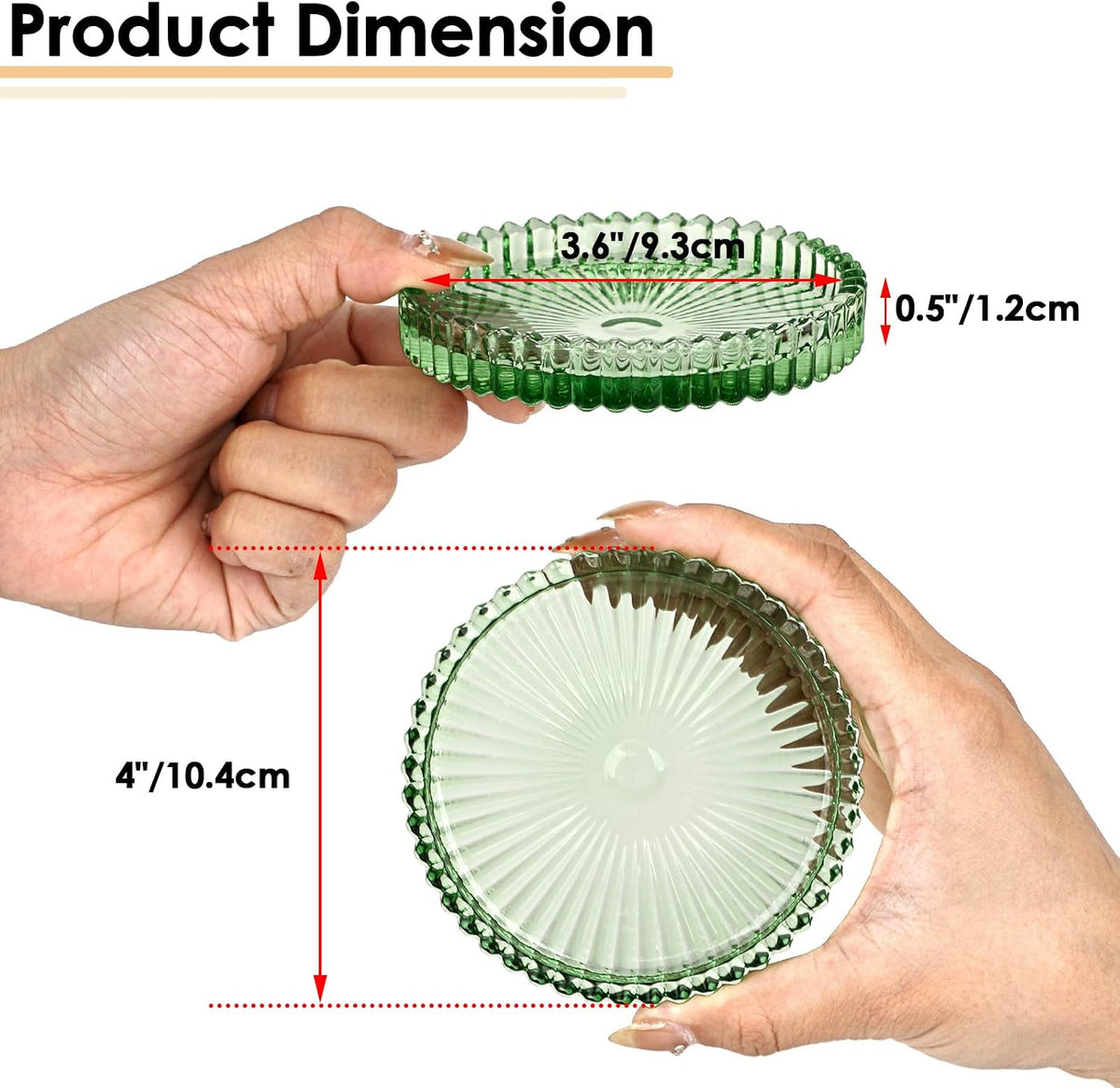 Modern Clear Coaster Set of 5- Glass Coasters for Drinks, Clear Green