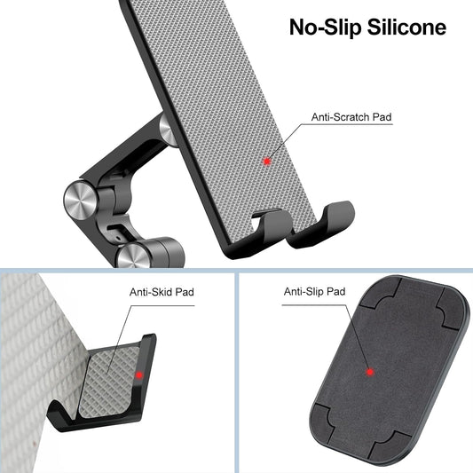 OCYCLONE Phone Stand for Desk, Foldable Cell Phone Stand Holder, Black