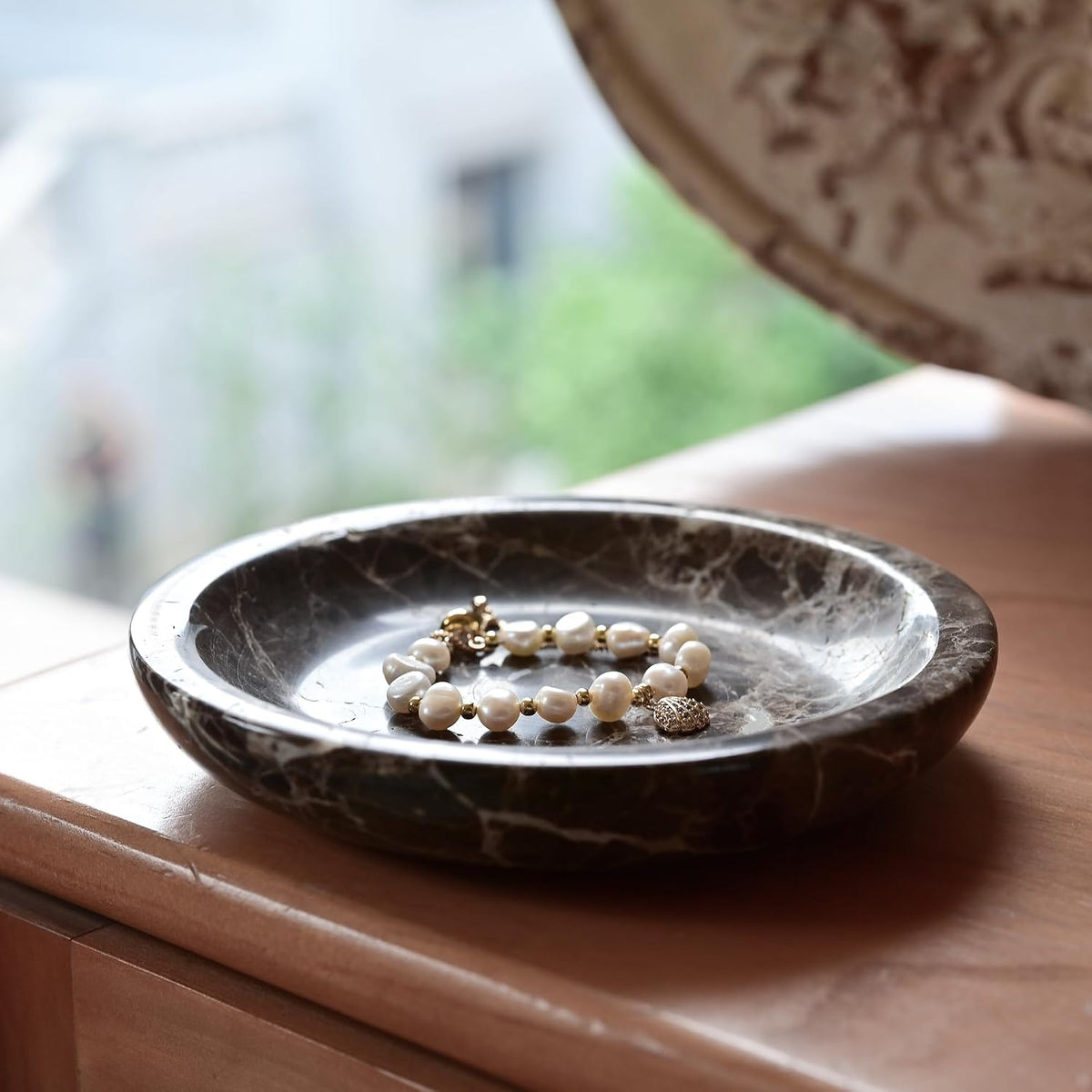 ZSHAWN Natural Marble Ring Dish Jewelry Tray – 5.5" Trinket Dish