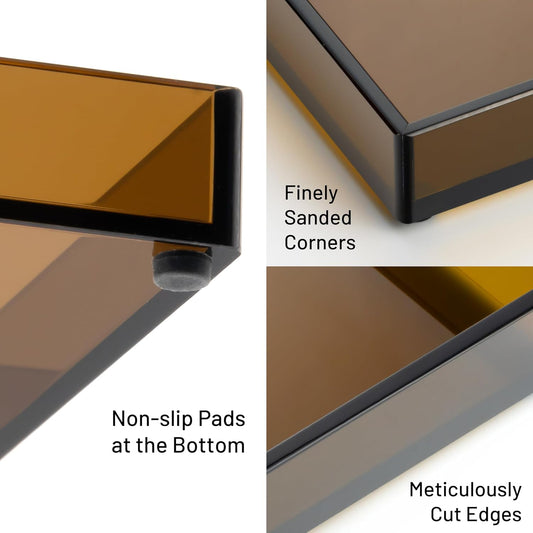 ATZYmolin 11" x 4.3" Bathroom Vanity Acrylic Tray, Small Amber