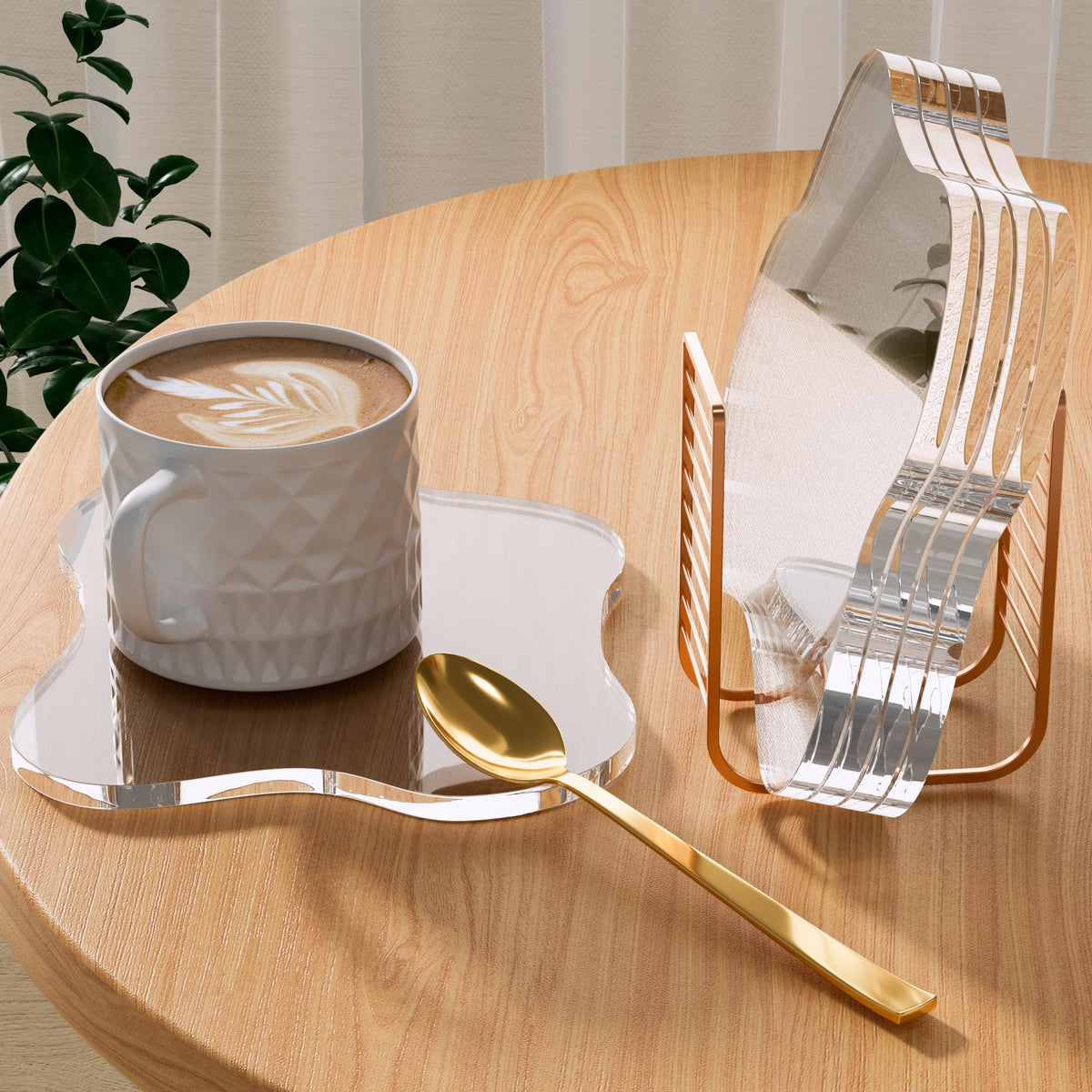 Acrylic Coaster Decorative Plates, Irregular Bar Drink Coaster, Clear Cloud Shape Coffee Cup Coaster, Perfect for Tabletop Protection and Accessories Display.(Clear)