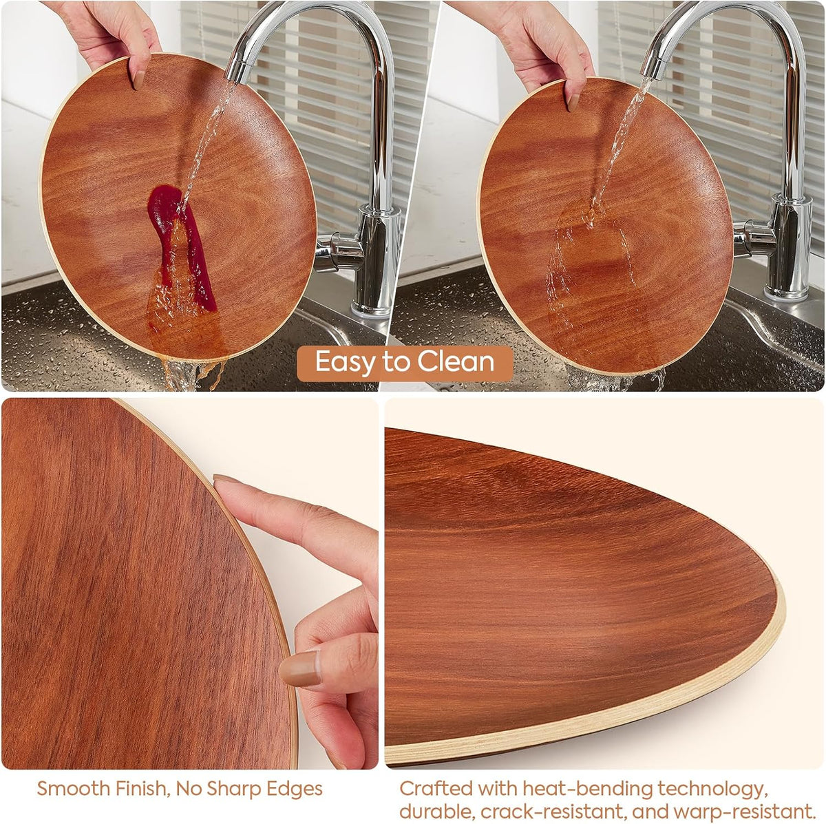 Yangbaga Acacia Wood Serving Tray: Round Decorative Tray for Home Decor