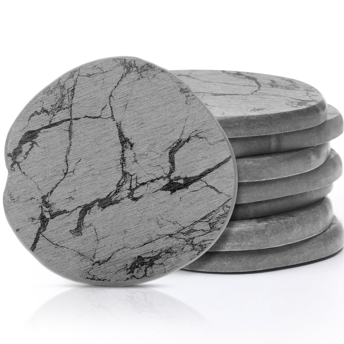 Diatomaceous Earth Coasters Set of 4，Cool Absorbent Quick-Dry Drink Coasters for Desks, Cute Modern Stone Design with Stylish White Aesthetic (4, White)