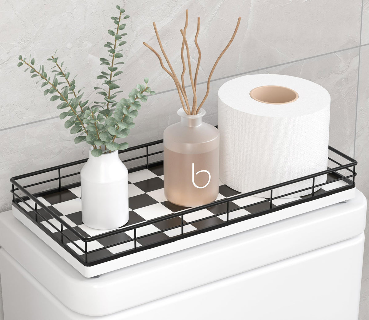 Bathroom Tray for Counter Top Organizer, Oak Wood Vanity Tray