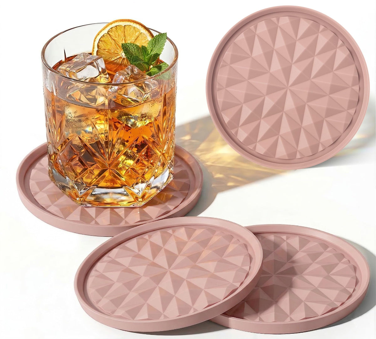 Silicone Drink Coasters Set of 4, Coaster for Desk