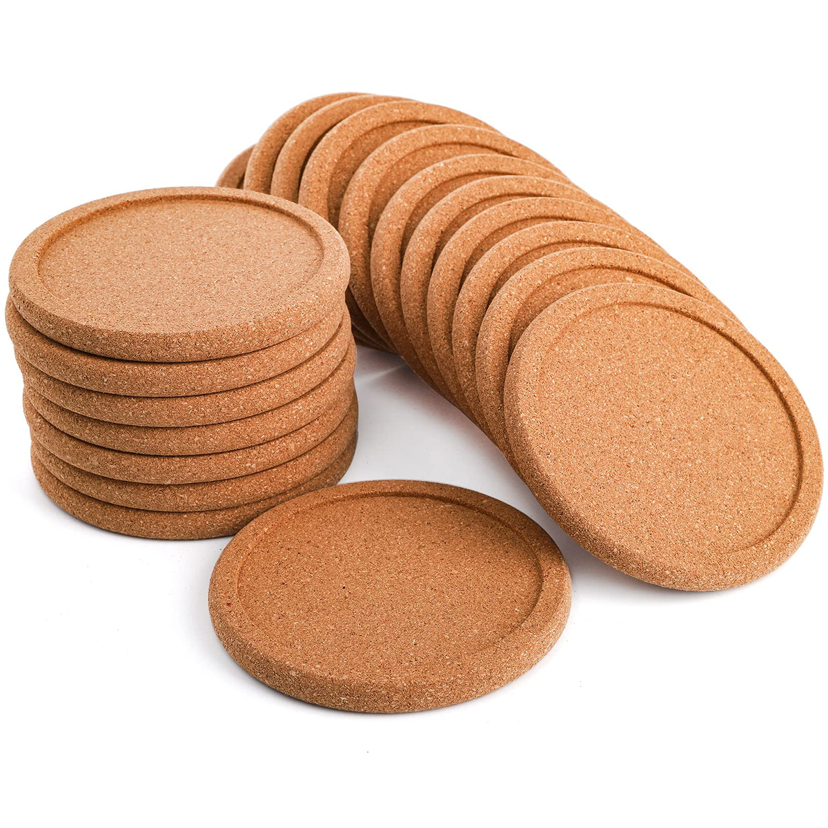 Tebery 20 Pack Cork Coasters Round, 3.9" Bar Coasters for Drinks Thick, Reusable Coaster Table Protectors for Coffee Mugs, Bulk DIY Craft Cork Circles for Home Kitchen Office, 1/5" Thick